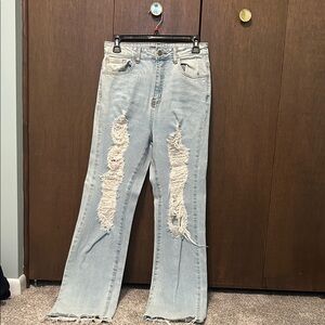 Fashion Nova Distressed Light Blue Women's Jeans